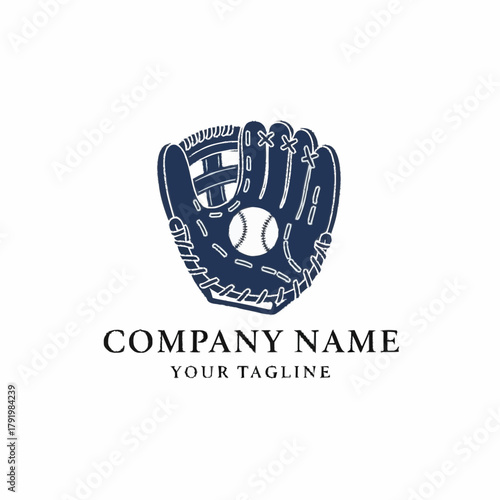 Baseball Glove Catching Ball Logo for Sports Team or Company.