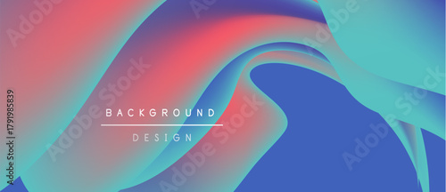 Abstract fluid shapes blend vibrant colors. Background design features smooth gradients, creating dynamic visual effect. Modern, artistic presentation.