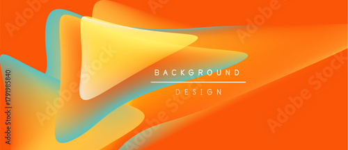 Abstract fluid shapes blend, creating vibrant orange, yellow, turquoise gradients. Text reads background design centered within composition.
