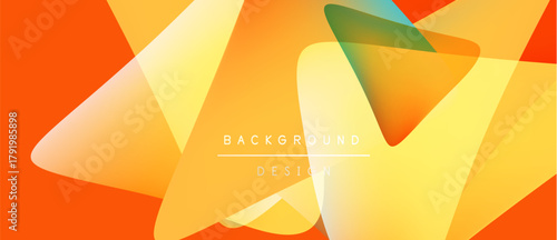 Abstract geometric shapes overlap. Warm orange, yellow hues dominate design. Text reads background design centrally positioned.