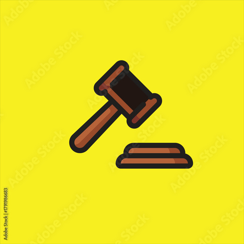 Stylized Law and Justice Symbol: Gavel and Block