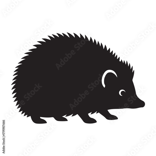 A silhouette of a spiky hedgehog side