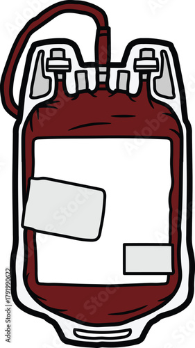 Blood bag illustration donation healthcare concept isolated vector drawing with a black background