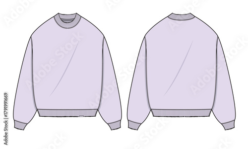 Sweatshirts technical flat drawing vector mockup illustration.