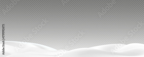 Snowdrifts, winter background for banners, advertising, and postcards. Winter landscape with snow-covered hills, falling snow, blizzard, snowstorm, vector, 3D effect.