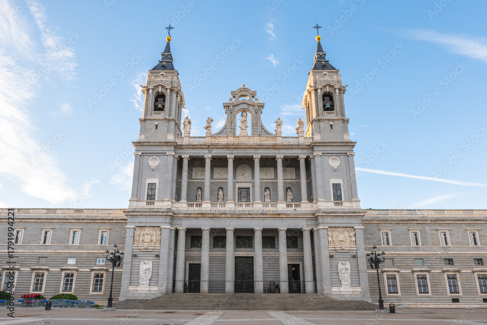 Fototapeta premium Facade of Almudena Cathedral, is a Catholic cathedral in Madrid, Spain