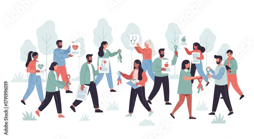 Diverse Volunteers Unite Supporting Community Causes with Enthusiasm and Whisk_05ab395ab42208ab965434b8b6887d49dr_vector