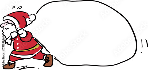 Santa Claus pulling large gift bag