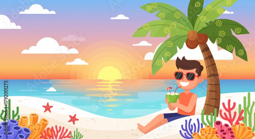 A relaxing tropical beach getaway with serene sunset ambiance in paradise