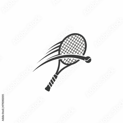 Tennis racket hitting a ball with speed and motion in action.