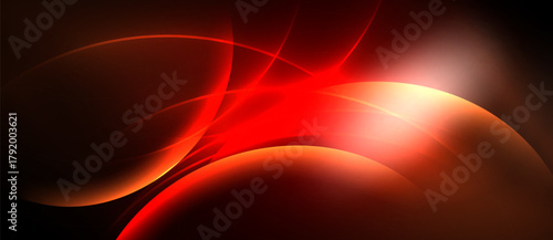 Abstract red energy flows, dynamic curves, bright glow. Dark background creates dramatic visual impact, modern design element.