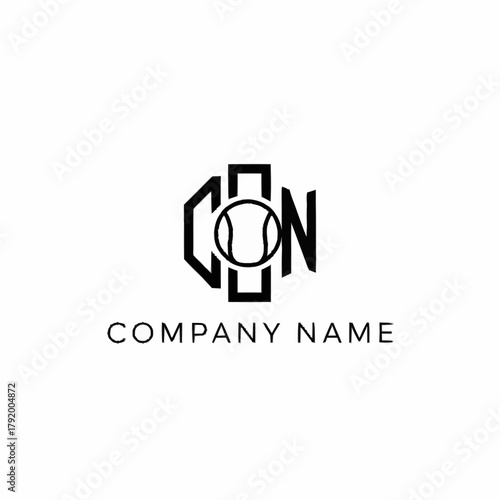 Creative CON initial letter logo design with tennis ball.