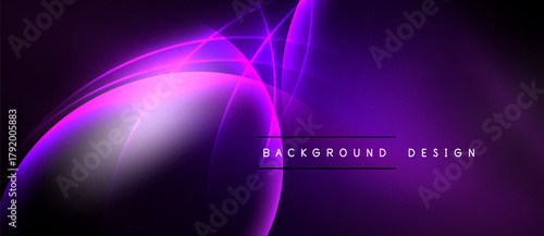 Abstract purple design features flowing lines, bright glow. Dark background enhances vibrant curves, modern aesthetic.