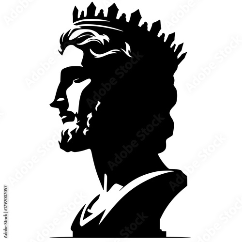 Silhouette portrait of statue of greek king