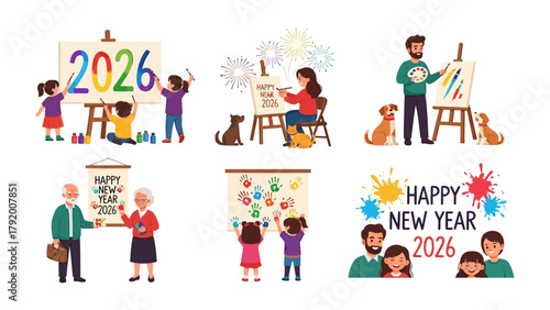 Artistic New Year: Celebrating the arrival of 2026 with creative painting, joy and togetherness. Capturing the spirit of artistry, familial ties, and the promise of a fresh start.