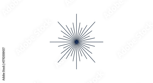 Geometric radial design with radiating lines emanating from a central point emblem