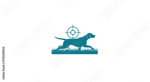 Focused canine silhouette with a hunting target emblem illustrating precision aiming