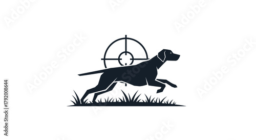Focused hunter, sleek dog silhouette with target backdrop for hunting concept