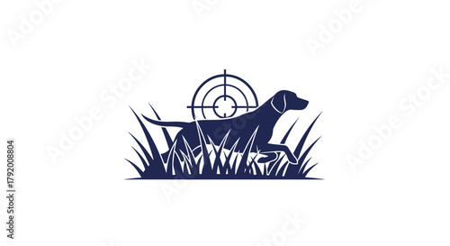 Elegant hunting dog silhouette with target backdrop amidst wild grass setting  animal instinct