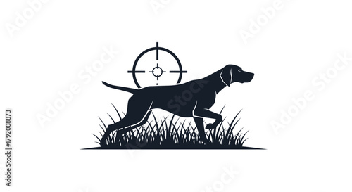 Elegant dog silhouette in hunting scene with a focus on the target precision