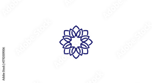 Elegant floral geometric design in royal blue tone radiating from the center area