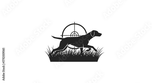 Silhouette of Hunting Dog Running with Target Sight in Background Creates Dynamic Imagery