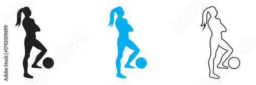 Soccer player icon. Female soccer football player vector illustration. EPS 10