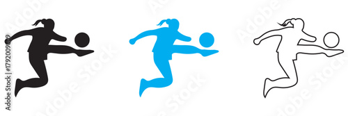 Soccer player icon. Female soccer football player vector illustration. EPS 10