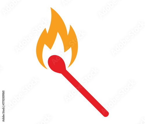 A single red matchstick ignites with a bright orange flame, symbolizing the start of something or the spark of an idea.