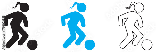Soccer player icon. Female soccer football player vector illustration. EPS 10