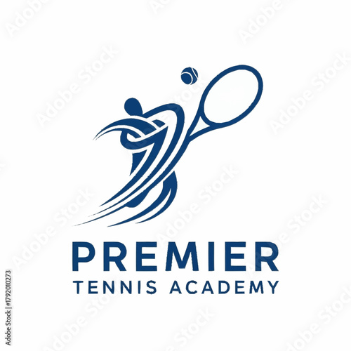 Dynamic Tennis Player Logo for Premier Tennis Academy.