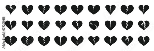 Broken heart icon vector pack. Best for web, mobile and app use. Vector illustration