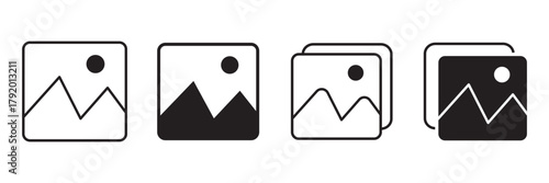gallery icon icon set, image icon, picture symbol. photo signs. vector illustration.