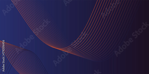 Modern blue gradient background with curved red diagonal lines creating a futuristic and dynamic abstract pattern. vector eps10