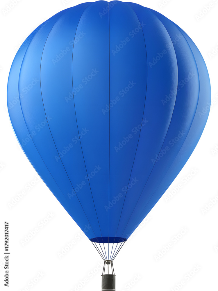 Fototapeta premium Blue hot air balloon isolated on transparent background, perfect for travel and adventure design visuals..