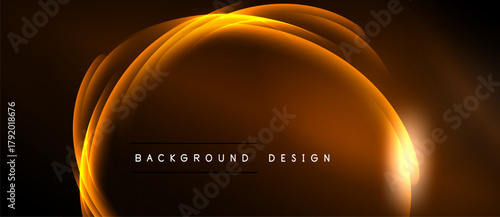 Abstract orange glow curves form circular shape. Dark background enhances luminosity, creating modern design element.