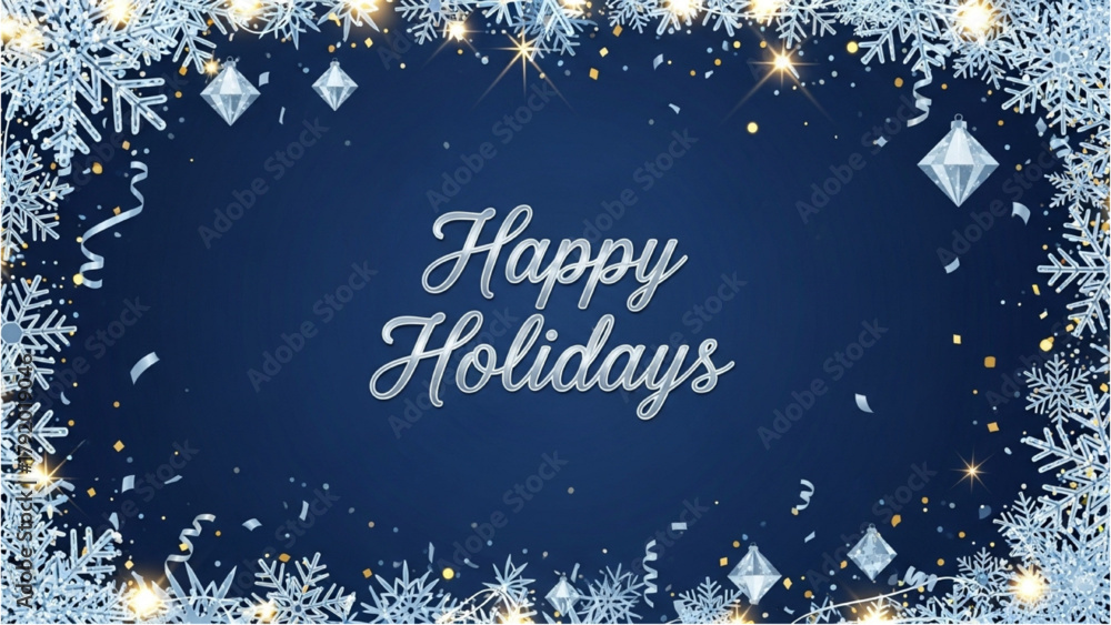 Obraz premium Festive Holiday Greeting with Sparkling Snowflakes on Dark Blue