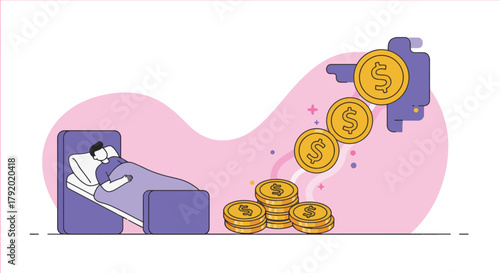 Earn Money While You Sleep Illustration of Passive Income and Financial Growth