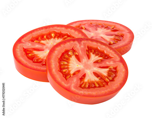 Wallpaper Mural Sliced tomatoes, red flesh, seeds. Black background Torontodigital.ca