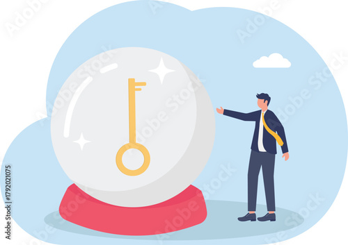 illustration of securing the key or a solution for successfully running a business

