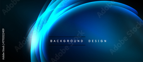 Abstract blue waves create dynamic background. Light flares add visual interest, modern design element. Simple text overlay present.