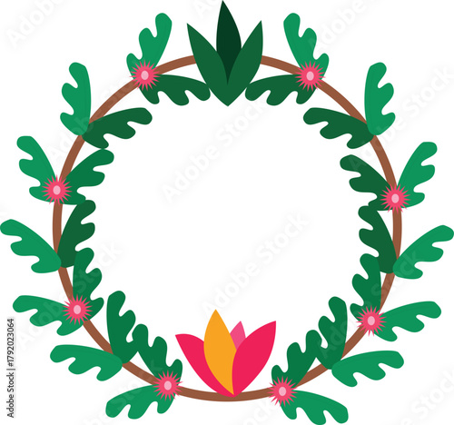 Laurel wreath vector illustration featuring a green leaf and floral border designLaurel wreath vector illustration featuring a green leaf and floral border design Laurel wreath vector illustration