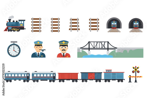 Railway and Train Transport Vector Icons v3