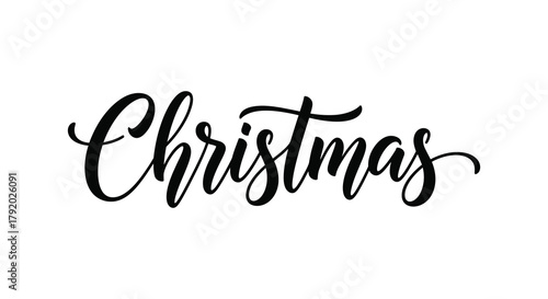 Elegant black calligraphy script spelling the word christmas on a white background
