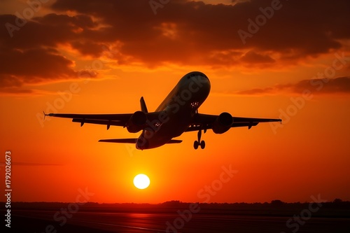 Wallpaper Mural airplane at sunset Torontodigital.ca