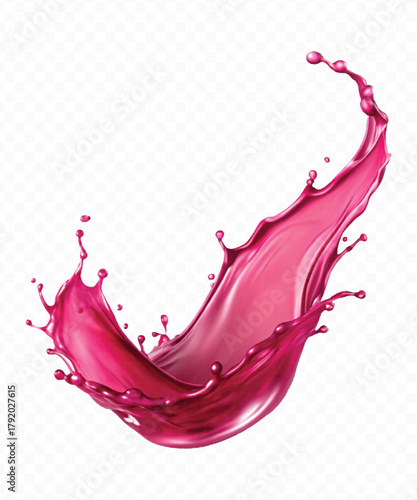 abstract 3d smooth liquid red wine splash in different style isolated on transparent background 