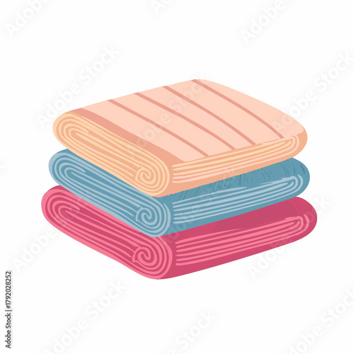 Collection of soft, colorful folded towels for bath, spa, and home use, showcasing essential textiles for daily personal care and hygiene routines