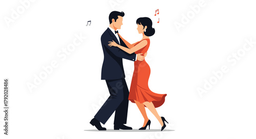 Elegant couple dancing tango with passion and flair, a timeless celebration of love and romance perfect for lifestyle and event design projects