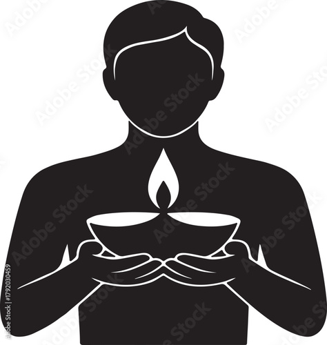 Black vector silhouette of a person standing, representing individuality and human form on a white background