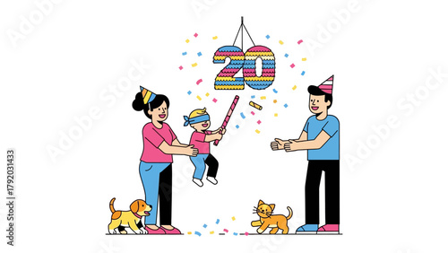 Festive Family Fun: A vibrant illustration captures the essence of a joyous celebration, with family reveling in the festivities and embracing the spirit of the occasion.